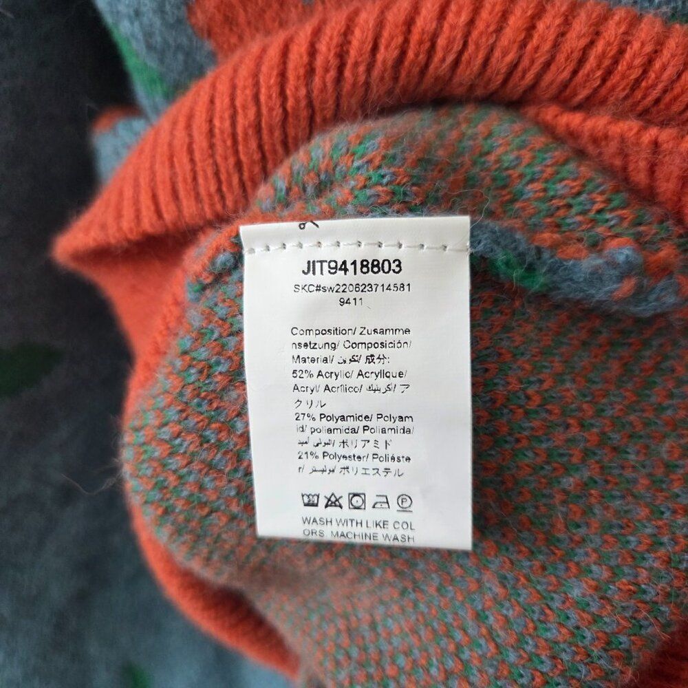 Shein Mod Oversized Cardigan Sweater Size L Blue Orange Floral Retro - Picture 8 of 8